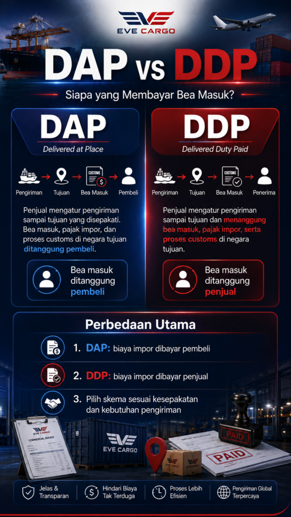 Infografis DAP vs DDP, oleh Eve Cargo